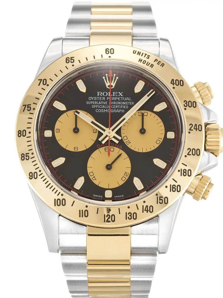 Rolex Daytona 116523 ETA Klon Zifferblatt in schwarz, Vorderansicht