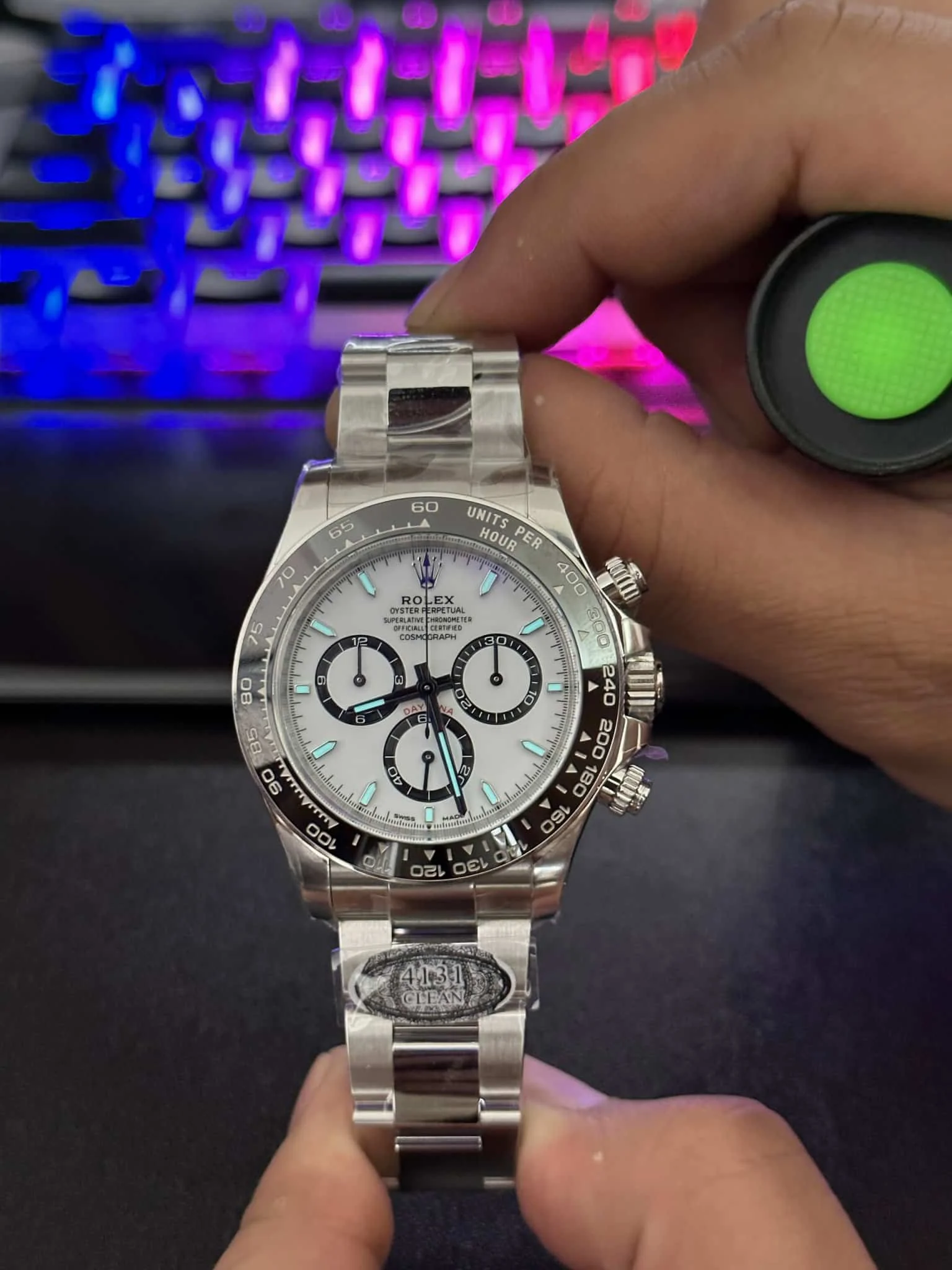Rolex Daytona Super Clone 126500LN Panda, Caseback aus Oystersteel