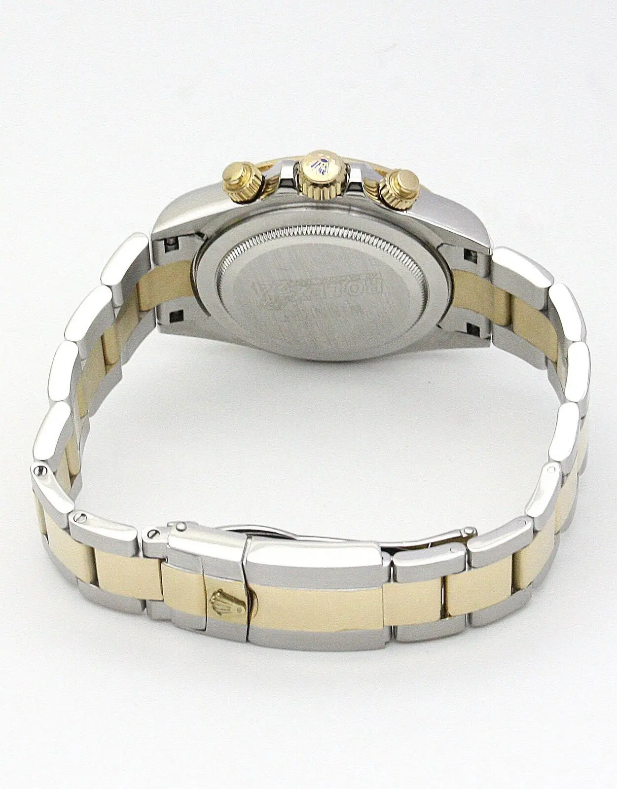 Rolex Daytona Super Klon 116523, Gehäuseboden mit Crownclasp-Verschluss in Bicolor-Stahl