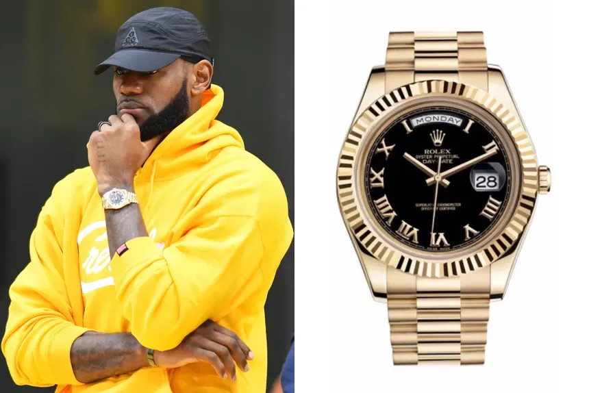 LeBron James trägt Rolex Day-Date mit schwarzem Zifferblatt