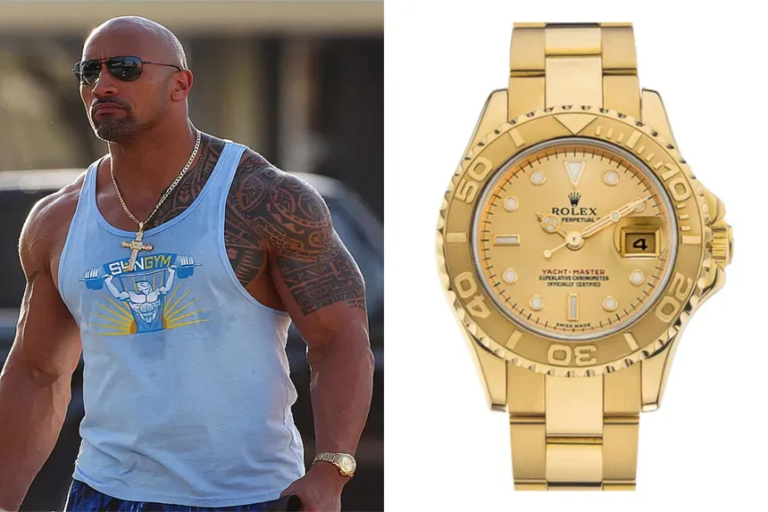 Dwayne The Rock Johnson mit Rolex Yacht-Master in Gold