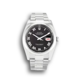 Rolex Datejust 116200 36mm Schwarz Zifferblatt Automatikuhr - Frontansicht