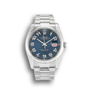 Rolex Datejust 116200 36mm Konzentrisch Blau Zifferblatt Automatikuhr - Frontansicht