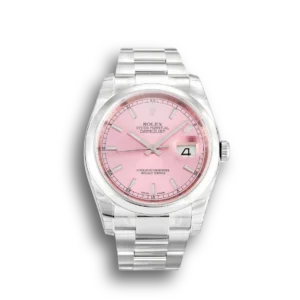Rolex Datejust 116200 36mm Rosa Zifferblatt Automatikuhr - Frontansicht