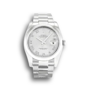 Rolex Datejust 116200 36mm Silber Zifferblatt Automatikuhr - Frontansicht