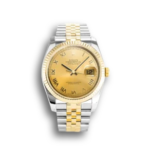 Rolex Datejust 116233 36mm Gold Zifferblatt Automatikuhr - Frontansicht