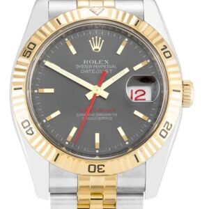 Rolex Datejust 116263 Turn-O-Graph 36mm Schwarz Zifferblatt Automatikuhr - Zifferblatt Nahaufnahme