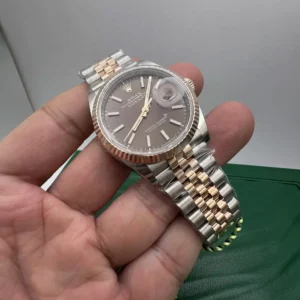 Rolex Datejust 36 mm Zifferblatt Schokolade 126231 Automatikuhr - Zifferblatt Nahaufnahme