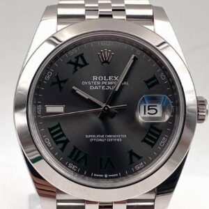 Rolex Datejust 41mm Rhodium Zifferblatt 126300 “Wimbledon” Jubilee Automatikuhr - Zifferblatt Nahaufnahme
