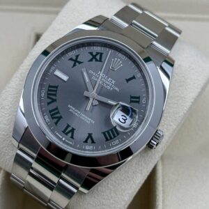 Rolex Datejust 41mm Rhodium Zifferblatt 126300 “Wimbledon” Oyster Automatikuhr - Zifferblatt Nahaufnahme