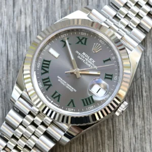 Rolex Datejust 41mm Rhodium Zifferblatt 126334 “Wimbledon” Flutted / Jubilee Automatikuhr - Zifferblatt Nahaufnahme