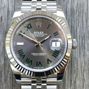Rolex Datejust 41mm Rhodium Zifferblatt 126334 “Wimbledon” Flutted / Jubilee Automatikuhr - Frontansicht