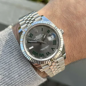 Rolex Datejust 41mm Rhodium Zifferblatt 126334 “Wimbledon” Flutted / Jubilee Automatikuhr - Detail Zifferblatt