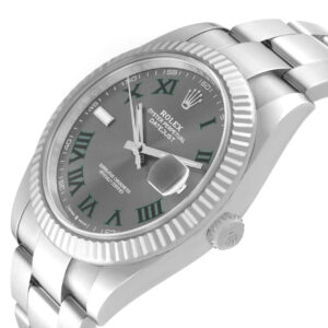 Rolex Datejust 41mm Rhodium Zifferblatt 126334 “Wimbledon” Flutted / Oyster Automatikuhr - Zifferblatt Nahaufnahme