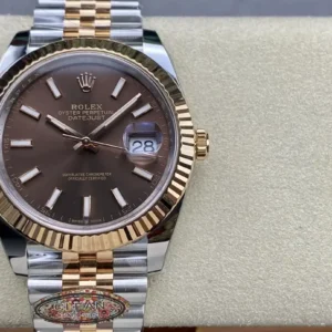Rolex Datejust m126331 41mm Schokolade Zifferblatt Jubilee Armband Automatikuhr - Zifferblatt Nahaufnahme