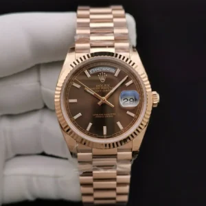 Rolex Day-Datum 128238 36mm Schokolade Zifferblatt Rosa Gold Praesidentenuhr - Seitenansicht