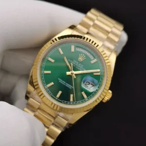 Rolex Day-Datum 128238 36mm Gruen Zifferblatt Gelb Gold Praesidentenuhr - Armband Detail