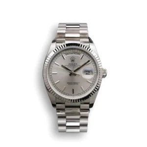 Rolex Day-Datum 128238 36mm Silber Zifferblatt Praesidentenuhr - Frontansicht