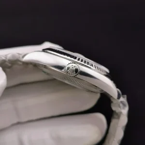 Rolex Day-Datum 128238 36mm Silber Zifferblatt Praesidentenuhr - Krone und Luenette