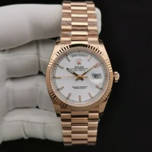 Rolex Day-Datum 128238 36mm Weiss Zifferblatt Rosa Gold Praesidentenuhr - Seitenansicht