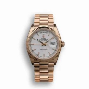 Rolex Day-Datum 128238 36mm Weiss Zifferblatt Rosa Gold Praesidentenuhr - Frontansicht