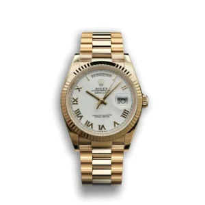 Rolex Day-Datum 128238 36mm Weiss Roemisch Zifferblatt Praesidentenuhr - Frontansicht