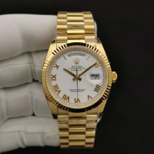 Rolex Day-Datum 128238 36mm Weiss Roemisch Zifferblatt Gelb Gold Praesidentenuhr - Seitenansicht