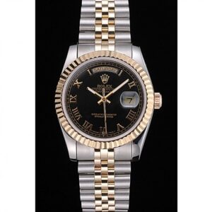 Rolex Day-Datum 36mm Schwarz Zifferblatt SRL78 Praesidentenuhr - Zifferblatt Nahaufnahme