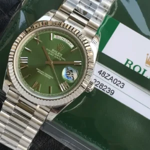 Rolex Day-Datum m228238 Gruen Zifferblatt Praesidentenuhr - Zifferblatt Nahaufnahme