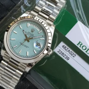 Rolex Day-Datum m228238 Ice Blau Motif Zifferblatt Praesidentenuhr - Zifferblatt Nahaufnahme
