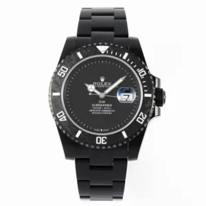 Rolex DIW Submariner Parakeet 116610LB Schwarz Zifferblatt Taucheruhr - Zifferblatt Nahaufnahme