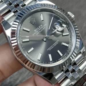 Rolex Datejust 41 mm Rhodium Zifferblatt 126334 Jubilee Automatikuhr - Zifferblatt Nahaufnahme
