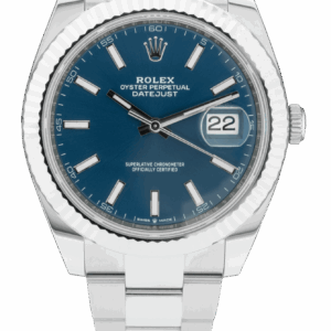 Rolex Datejust 41mm Blau Zifferblatt 126334 Oyster Automatikuhr - Frontansicht