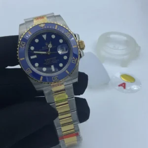 Rolex Submariner SUB 116610 40mm Gold Series Blau Zifferblatt Taucheruhr - Zifferblatt Nahaufnahme