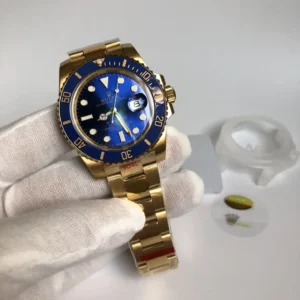 Rolex Submariner SUB 116610 Gold Series Blau Zifferblatt Taucheruhr - Zifferblatt Nahaufnahme